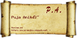 Puja Anikó névjegykártya